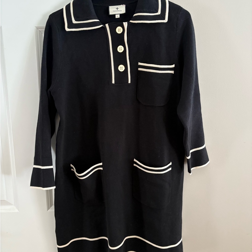 Tuckernuck Black and White Polo Collar Mini Dress